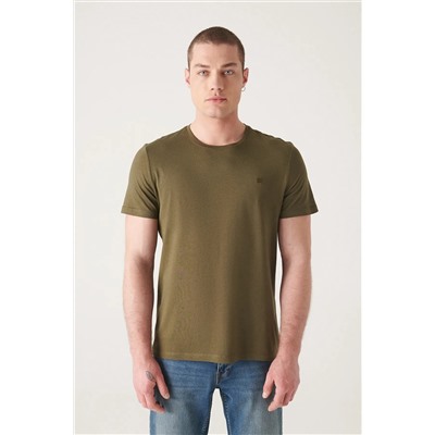 Avva, Erkek Haki Ultrasoft Bisiklet Yaka Pamuklu Basic T-shirt E001171