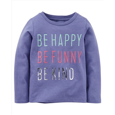 Long-Sleeve Be Happy Graphic Tee