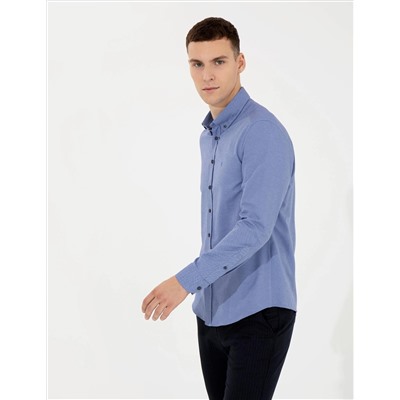 Lacivert Slim Fit Oxford Gömlek