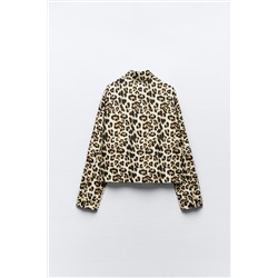 LINEN-BLEND ANIMAL-PRINT OVERSHIRT