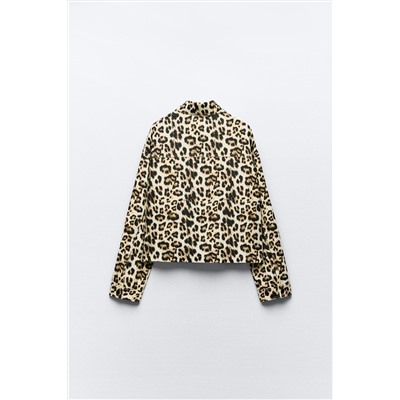 LINEN-BLEND ANIMAL-PRINT OVERSHIRT