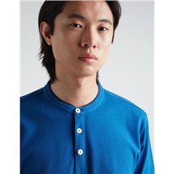 Mandarin Collar Polo, Men, Blue