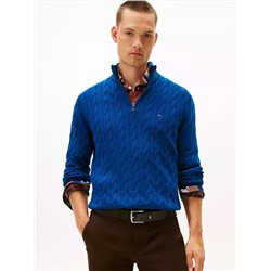 Cable Knit Mockneck Quarter-Zip Sweater