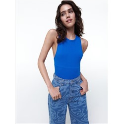 Crop Top aus Rippstrickjersey