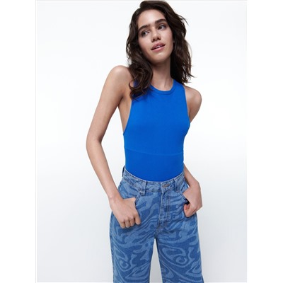 Crop Top aus Rippstrickjersey