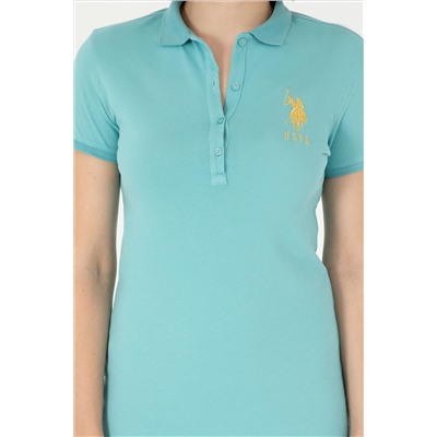 Kadın Mint Polo Yaka Mini Boy Örme Elbise