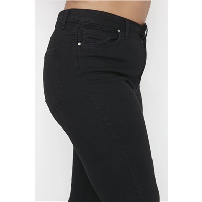 Siyah Yüksek Bel Esnek Kumaş İspanyol Paça Flare Fit Jeans TBBAW23JE00001