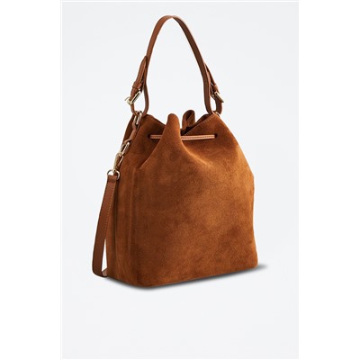 Bolso saco de piel Jila Camel