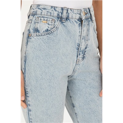 Kadın Açık Mavi Mom High Waist Fit Jean Pantolon