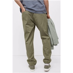 Joggers mit Leinen Regular Fit Khakigrün
