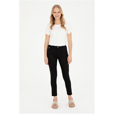 Kadın Siyah Toothpick Fit Kanvas Pantolon