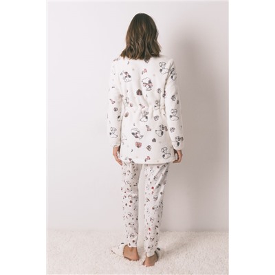 Bata corta polar blanco estampado Snoopy