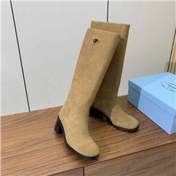 Замшевые сапоги с круглым носом Prad*a 👢   Реплика 1:1