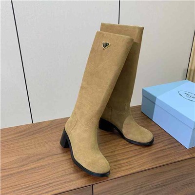 Замшевые сапоги с круглым носом Prad*a 👢   Реплика 1:1