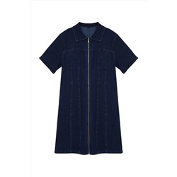 Koyu Mavi Comfort Denim Büyük Beden Elbise