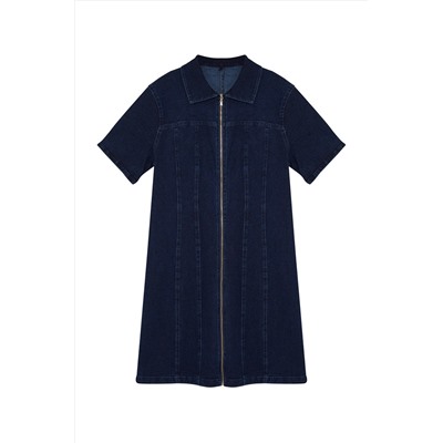 Koyu Mavi Comfort Denim Büyük Beden Elbise