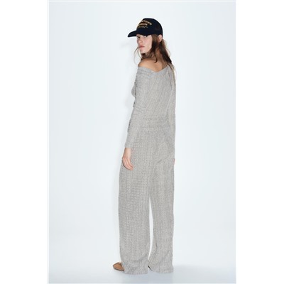 TEXTURED WIDE-LEG TROUSERS