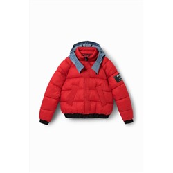 Chaqueta corta acolchada doble capucha