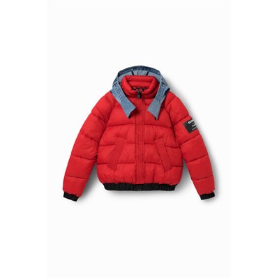 Chaqueta corta acolchada doble capucha