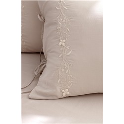 Loris King Size %100 Pamuk Nakışlı Nevresim Takımı - Bej