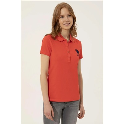 Kadın Kırmızı Basic Polo Yaka Tişört