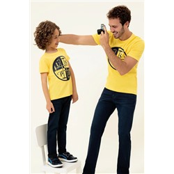 Erkek Çocuk Açık Sarı Bisiklet Yaka Tişört
