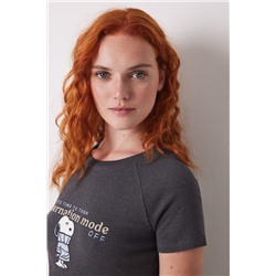 Camiseta manga corta canalé Snoopy