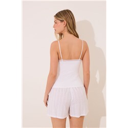 Pijama corto tirantes algodón blanco