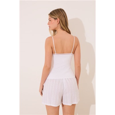 Pijama corto tirantes algodón blanco