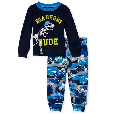 Baby And Toddler Boys Dino Snug Fit Cotton Pajamas