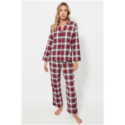 Pantalón de pijama cintura alta - Crudo y rojo