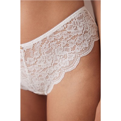 Braga brasileña ancha encaje blanco