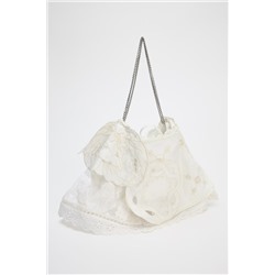 EMBROIDERED MINI BUCKET BAG WITH LACE DETAIL