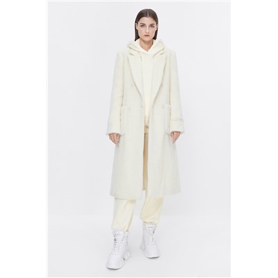 Abrigo de alpaca y lana Crudo