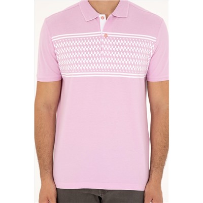 Erkek Regular Fit Polo Yaka Pembe Tişört