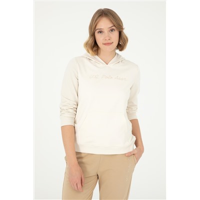 Kadın Krem Kapüşonlu Sweatshirt