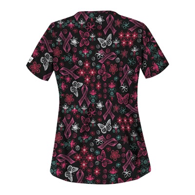 UA Celebrate Pink Black Scrub Top