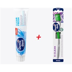 Zahnpasta Clear Fresh, 125 ml + Zahnbürste X-clean mittel