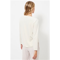 Camiseta de pijama de terciopelo - Crudo