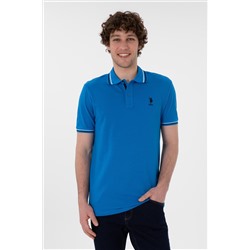 Erkek Regular Fit Polo Yaka Kobalt Mavi Basic Tişört