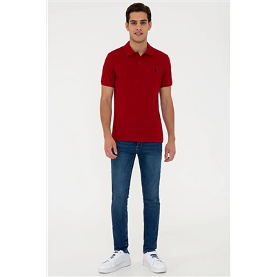 Erkek Bordo Basic Polo Yaka Tişört