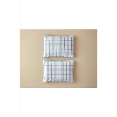 English Home Glen Check Kolay Ütülenir 2'li Yastık Kılıfı 50x70 Cm Mavi 10040322
