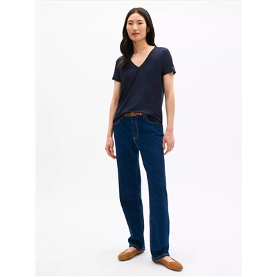 Relaxed Fit Drapey V-Neck T-Shirt