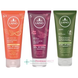 Laino Shampooing Douche Agrumes + Gel Douche Fruits Rouges + Crème de Douche Olive 3x200mlLot  × 3