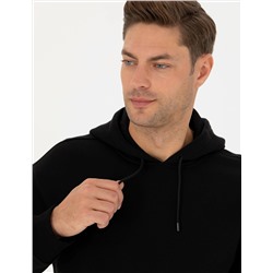 Siyah Regular Fit İçi Polarlı Sweatshirt