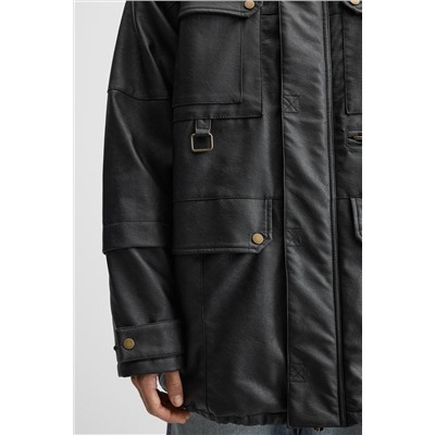 PARKA EFECTO PIEL BOLSILLOS