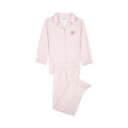 Pijama camisero largo 100% algodón rosa cuadros