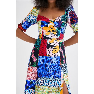 Vestido evasé animal print