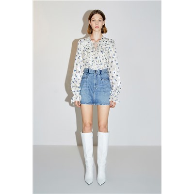 Minifalda vaquera de talle alto Azul claro