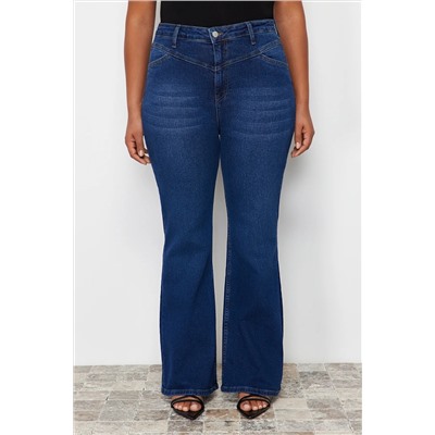 Mavi Yüksek Bel Comfort Dikiş Detaylı İspanyol Paça Flare Fit Jeans TBBSS24CJ00003